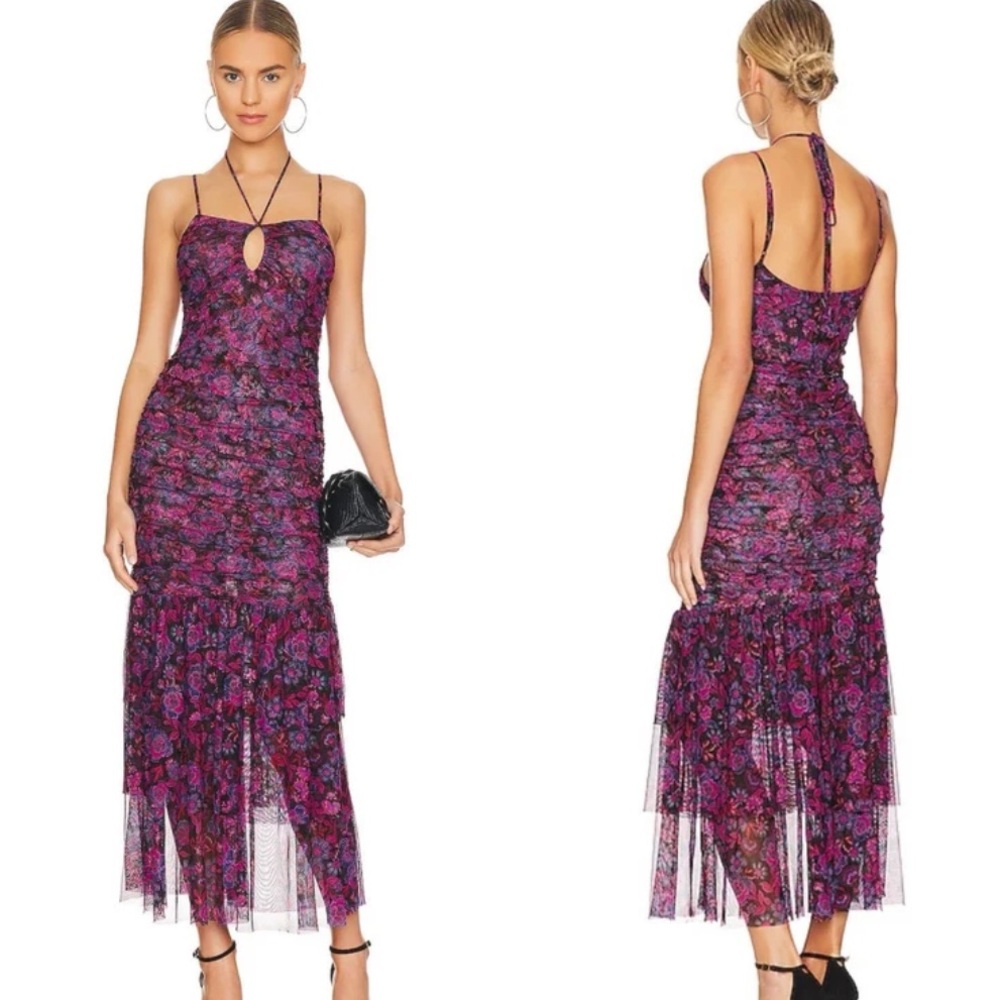 Misa Los Angeles Nicola Midi Dress Electric Ditsy size S